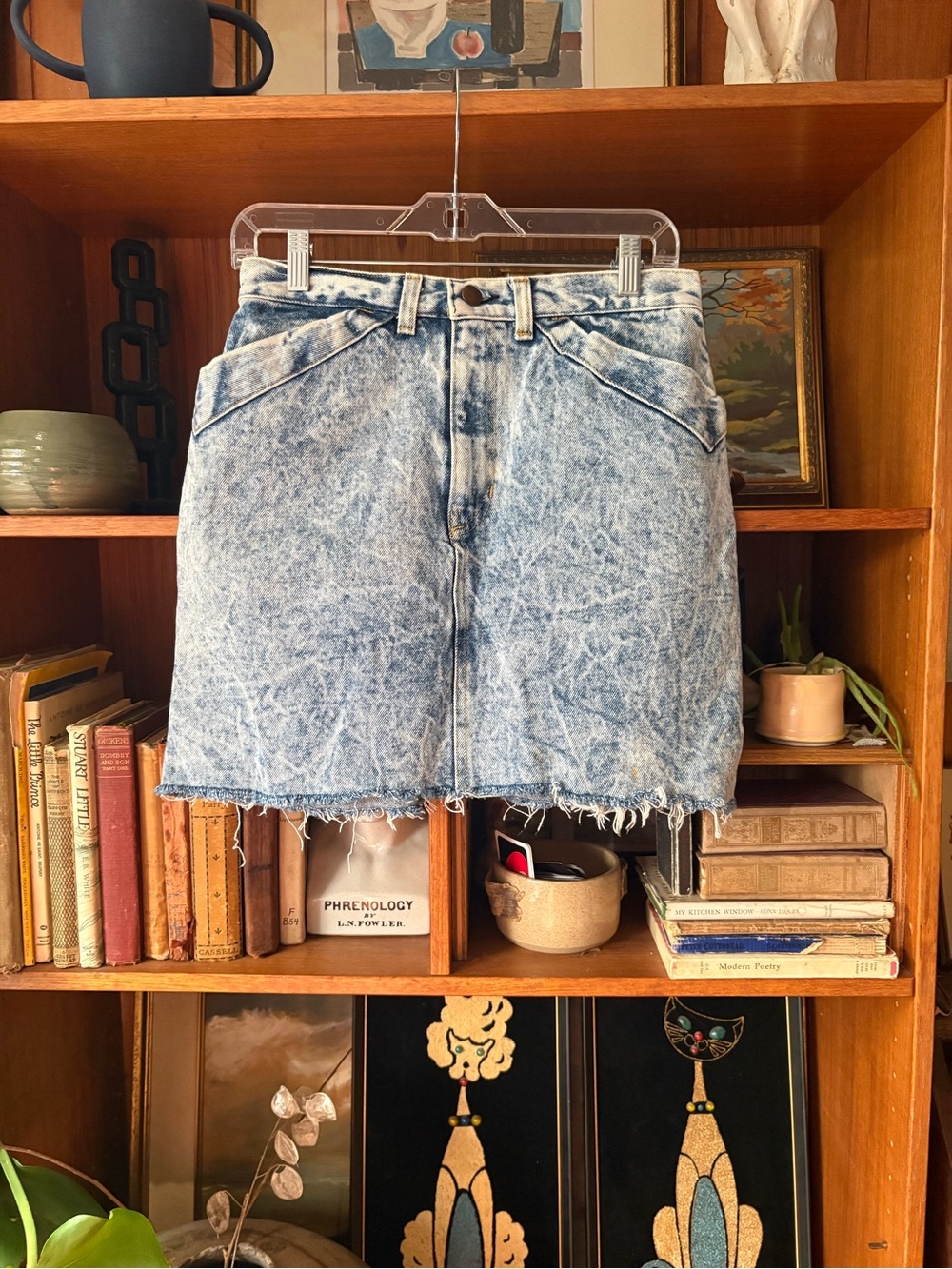 80s VTG Acid Wash High Waist mini Skirt S